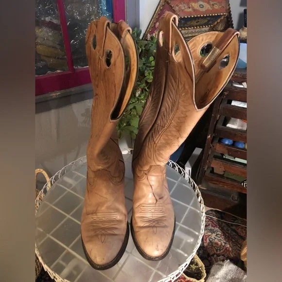 Nocona boot USA mens sz 10 D tan western cowboy riding boots - Picture 2 of 15
